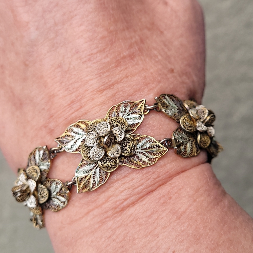 MCM Filigree linked floral rosette bracelet  Spritzer & Fuhrmann - Picture 13 of 16